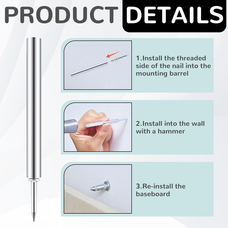 Yaocom 500 Pieces Double-Head Skirting Thread Seamless Nails Non Marking