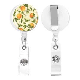 IAMRAVER 2 Pack Retractable Badge Holders Cute Badge Reel Badge Clip ID Card Holders for Student Office Worker Doctor Nurse Teacher(Cute Orange Leaves)
