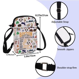 Boston Accent Translator Cross Body Bag State Massachusetts Souvenir Bostonians Messenger Bag Boston Skyline Gift (Boston CB)