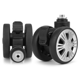 Zoofen Luggage Wheels Replacement with Brake 2pcs Wear-Resistant Suitcase Spinner Wheels for Luggage(Silver)