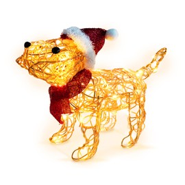 Krissing Lighted Outdoor Christmas Decorations, Cute Christmas Rattan Puppy with 40 LED Lights Pre-Lit Christmas Decor for Outdoor Yard Lawn Xmas Holiday Christmas Eve Indoor Decorations