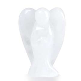 XIANNVXI Clear Quartz Crystal Angel Figurine Decor White Ornament for Living Room Healing Crystal Gemstone Statue Reiki 1.5" Guardian Angels Ornament for Desk Decor Cute Room Decor