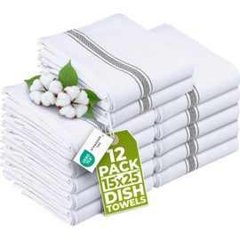 Utopia Towels 200GSM Kitchen Towels [Pack of 12 - 38 x 64 cm] Tea Towels Made of 100% Cotton Super Absorbent Machine Washable Tea Towels (Grey)