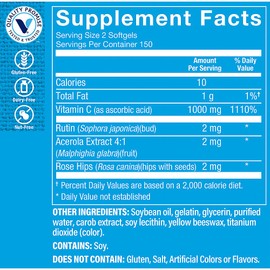 The Vitamin Shoppe Vitamin C 1,000MG - Immune Support, Antioxidant Protection & Collagen Formation, Daily Vitamin (300 Softgels)