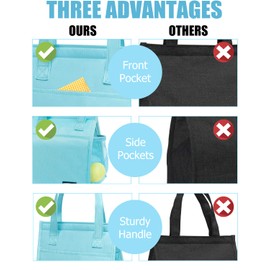 Fmeida Insulated Lunch Bag Women Men, 6.75L Small Lunch Bags with Multiple Pockets, Reusable Thermal Cooler Tote for Work, Office, Picnic, Travel | Hook and Loop Closure, Sky Blue