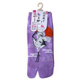 Japan Style Tabi Socks for Split Toe, Comfortable Tabi Toe Socks for Unisex (US, Numeric, 6, 8, Regular, Regular, Crane Purple)