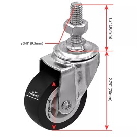 FactorDuty 8 Pack 2 Inch Stem Caster Swivel Black Polyurethane Caster Wheels