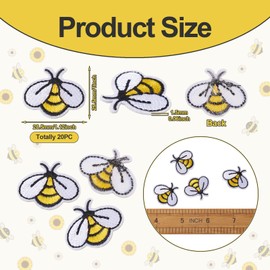 Craftdady 20Pcs Honeybee Iron on/Sew on Patches Cute Bumble Bee Animal Embroidered Cloth Applique Badge for Clothes Hats Shirts Decoration 25.5x28.5mm