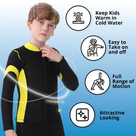 Intboss Kids Wetsuit Top 3mm Wet Suit Jacket for Boys and Girls 3T 4 T Toddlers Wetsuit Jacket 2mm Youth Size 6-14