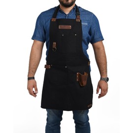 Don Pablo Mandil Parrillero Premium de Lona y Piel con porta Cerveza- Delantal Unisex para Cocina, Chef, Barbacoa y Asador.