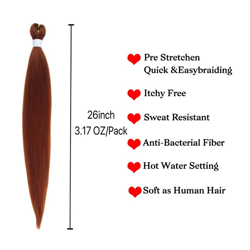 Braiding Hair Pre stretched Ginger Boho Braiding Hair 6Packs/Lot Curly