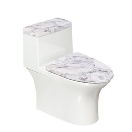 KUIFORTI White Marble Lid Cover and Toilet Tank Lid Cover Set of 2,Modern Marble Print Toilet Tank Cover Replacement Novelty Decorations for Bathroom Accessory Fit Most Round Elongated and Oblong Lid