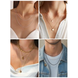 Silvora Women's Stainless Steel Curb Chain 2 mm Wide Cuban Anchor Chain Silver/Gold/Black/Rose Gold Stainless Steel Link Chain 36 cm - 76 cm Long Steel Chain Women Men without Pendant