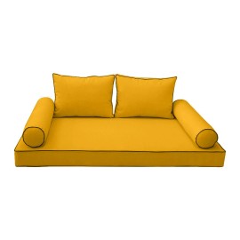 |SLIPCOVER ONLY|S1 Daybed Mattress Bolster Back Covers Contrast Trim Queen AD108