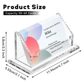 WATMTIN 1 Pcs Acrylic Business Card Holder, Clear Horizontal Business Card Display Stand, Acrylic Cards Display Holder for Desk Accessories Women and Men Office Exhibition