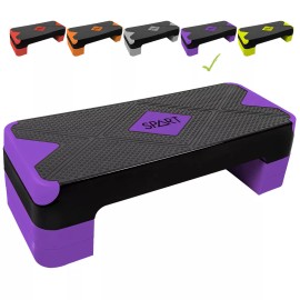 SPART Adjustable Workout Aerobic Stepper Aerobic Exercise Step Platform - Black-Purple
