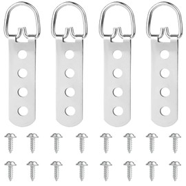 Pack of 4 D-Ring Picture Frame Hanging Hooks, Picture Hanger with 16 Pieces Screws, Picture Hanger for Heavy Pictures, D-Ring Picture Hangers, Picture Hangers, Robust for Hanging Artwork, Frames