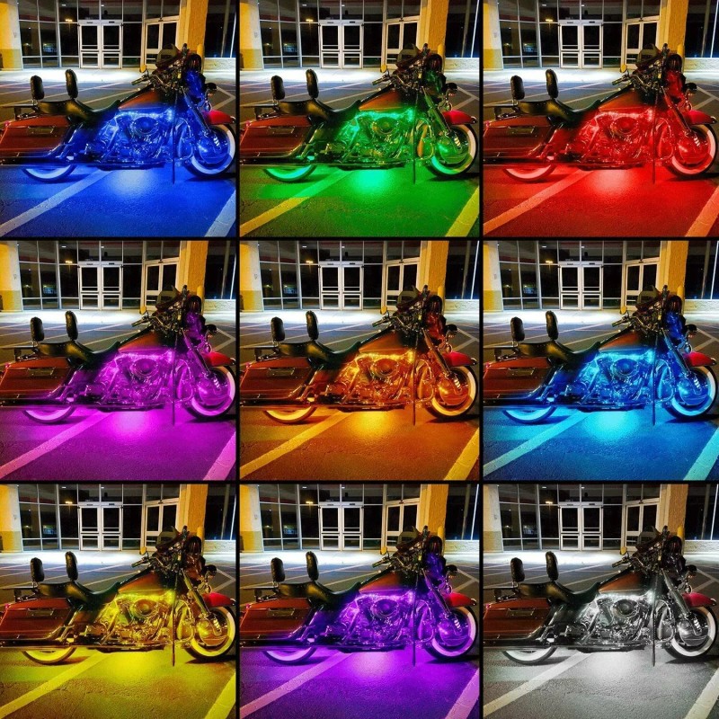 Nilight 12PCS Motorcycle RGB LED Light Strip Kit Under Glow