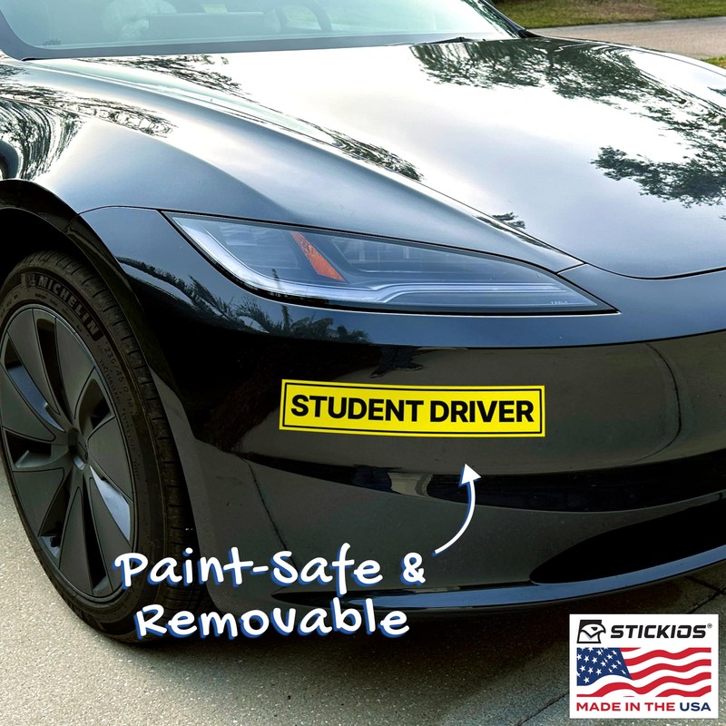 Stickios Non-Magnetic Student Driver Stickers - Removable Vinyl Decals for