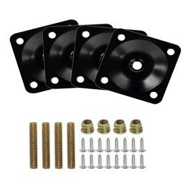 Bohaner 4 Angled Legs Mounting Plate 10° Bracket Furniture Table Feet Set (Black 10°)