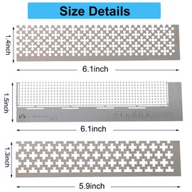 3 Pieces Diamond Painting Ruler Stainless Steel Mesh Ruler 5D Diamond Tool Drawing Ruler with 250, 250 and 408 Blank Grids for DIY Diamond Painting Kits