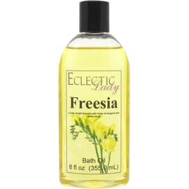 Freesia Bath Oil - Scented Body Oil - Relaxing & Moisturizing Bathing Oil - Fragrance Body Oil For Dry & Rough Sensitive Skin - 8 oz