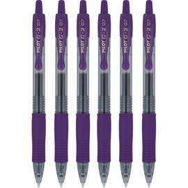 Pilot G2 Premium Retractable and Refillable Gel Ink Pens, 0.7mm Fine Point, Grape Purple, 6 Count