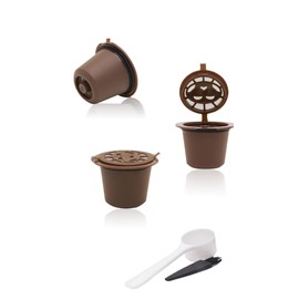Reusable Coffee Capsules: 3x Refillable Pods, Includes Spoons & Cleaning Brush – Eco-Friendly, Easy-to-Use, Flavorful Brews