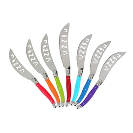 Laguiole 7-Piece Pizza Cutter Knife Set – Stainless Steel Knife Set – Smooth Cutting Pizza Knife Set – Dishwasher Safe Kitchen Knife Set – Luxurious Sharp Knife Set for Parties (Rainbow)