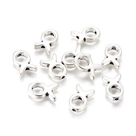 Fashewelry 50Pcs Antique Silver Jesus Fish Spacer Beads Tibetan Vintage Metal Hollow Ocean Animal Charm Beads 13.5x9mm for Jewelry Making