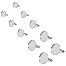 UNICRAFTALE - Base de anillo ajustable de acero inoxidable con cabujones (10/12/16/18/20 mm) alrededor de 20 juegos de anillos ajustables para el dedo en blanco para joyería suministros