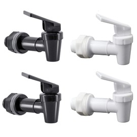 Hgzaccompany Replacement Cooler Faucet Water Bottle Jug,Water Dispenser Tap Set,BPA-Free Plastic Spigot Spout Water Beverage Lever Pour Dispenser Valve,Water Crock Tap (2 White and 2 Black)