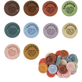 Bangbobi Handmade Label for Sewing - 50 Handmade Faux Leather Labels with Exquisite Patterns and Clear Print, Perfect for Knitting and Sewing Projects