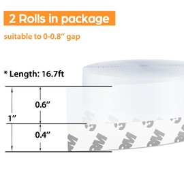 33.5 Ft Door Weather Stripping Door Seal Strip,Silicone Door Draft Stopper,Self Adhesive Shower Door Bottom Seal and Door Insulation Strip for Door Frame Windows and Glass Gaps (Transparent, 25+25mm)