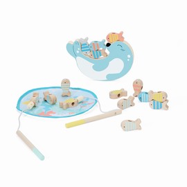 Classic World Fishing Game from 2 Years | Fish Fishing Game (3-in-1) | Balancing Game, Stacking Game for Children | Montessori | Wooden Fishing Game