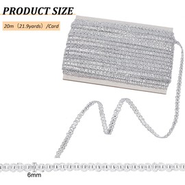 MAYJOYDIY 22 Yards S Shaped Silver Gimp Braid Trim 0.24inch Wide Polyester Lace Trim Ribbon Decorative Woven Braid Trim Fabric Trim for Sewing Bag DIY Crafts Costume Curtain Lampshades