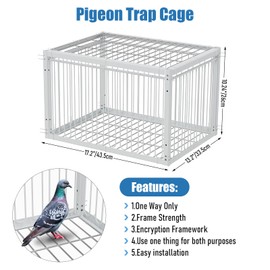 PAUQRWIE Pigeon Bird Trap Cage with Escape-Proof Bird Traps for Small Birds Folding One-Way Entrance Trapping U-Trap Door for Quail Doves