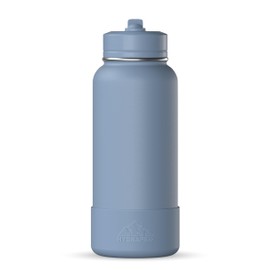 Hydrapeak 32oz Sport Insulated Water Bottle with Straw or Chug Lid, Leak & Spill Proof, Keeps Drinks Cold for 24 Hours, Hot for 12 Hours, Premium Stainless Steel Water Bottles (32oz, Modern Blue)