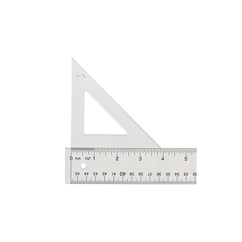 Westcott Styrene Triangle Ruler, 4", 45/90 Degree, Transparent (S450-4)