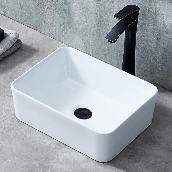 Ufaucet Ufaucet 16"X12" Bathroom Vessel Sink Rectangle, 16 Inch White
