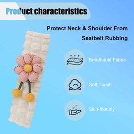 Flor del cinturón de seguridad del coche cubre, cojín del cuello lindo de la almohadilla del cinturón de seguridad del coche, Protector de la correa del hombro cómodo del (Rosa,1)