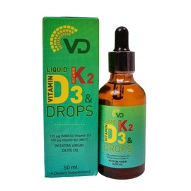 Vitamin D3 2500 IU & Vitamin K2 MK-7 50 UG | Optimal Absorption Vitamin D3 & K2 | High Strength Vitamin D3 & K2 Liquid Drops for Bones, Teeth, Muscle Function and Immune System Booster