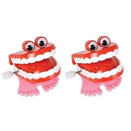 Rhode Island Novelty 2 Count Chatteng Chomping Wind up Toy Walking Teeth with Eyes