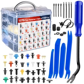 Nilight 1390Pcs Car Push Retainer Clips Auto Fasteners Kit Included 33 Most Popular Sizes Nylon Bumper Fender Rivets with 1 Fasteners Remover 10 Cable Ties for Toyota GM Ford Honda Chevy