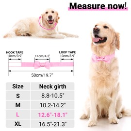 Segarty Dog Bowtie Collar, Adjustable Pink Bowtie Collar for Large Dogs, Durable Dog Neck Tie Tuxedo Comfortable Cotton Girl Pets Grooming Accessories for Formal Wedding Holiday Birthday Gift Party