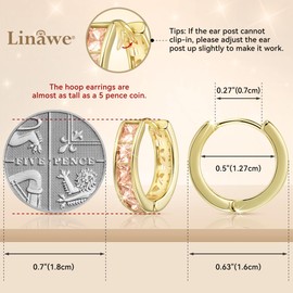 Linawe Gold Hoop Yellow Earrings for Women Trendy, Moissanite Huggie Earrings, Small Hoop Cubic Zirconia Mini Tiny Hoop, Cartilage Cuff Preppy Earrings, Safety Pin Flat Back