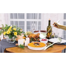 White Soup Ladle Spoons 13.7 Inch Big Serving Cooking Spoons Enamel Steel Stew Gravy Ladles for Servingcolor: White, size: Xl