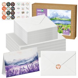 50 Pack Foldable Blank Watercolor Cards with Envelopes 4 x 6 Inch, 140lb Heavyweight, 100% Cotton, White, Acid-Free Water color Cards to Paint or Cards Making for Christmas Birthday