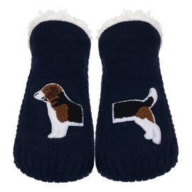 ZYZX Dog Pattern Slipper Socks with Grips Winter Knit Fleece-lined Warm Cute Fuzzy Socks Non Slip Cozy Soft Funny Fluffy House Socks Gifts