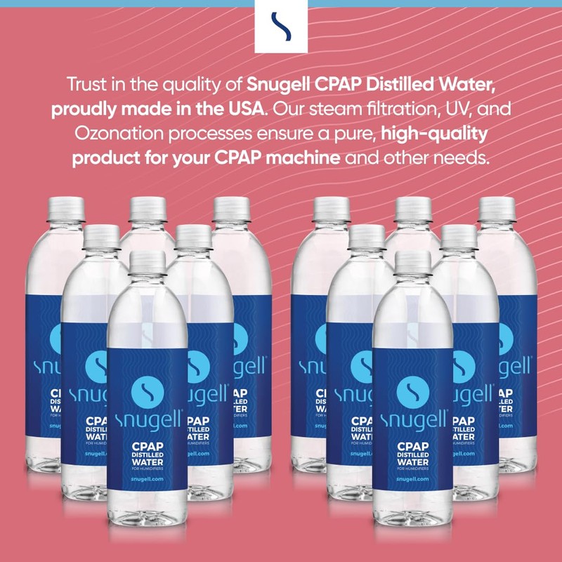 Snugell Bottled Distilled Water for CPAP Machines (12-Pack, 20 oz
